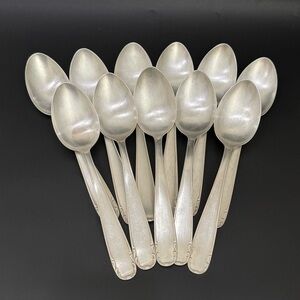 11 Vintage GES 90 German Scroll Design Silver-plated Spoons Flatware